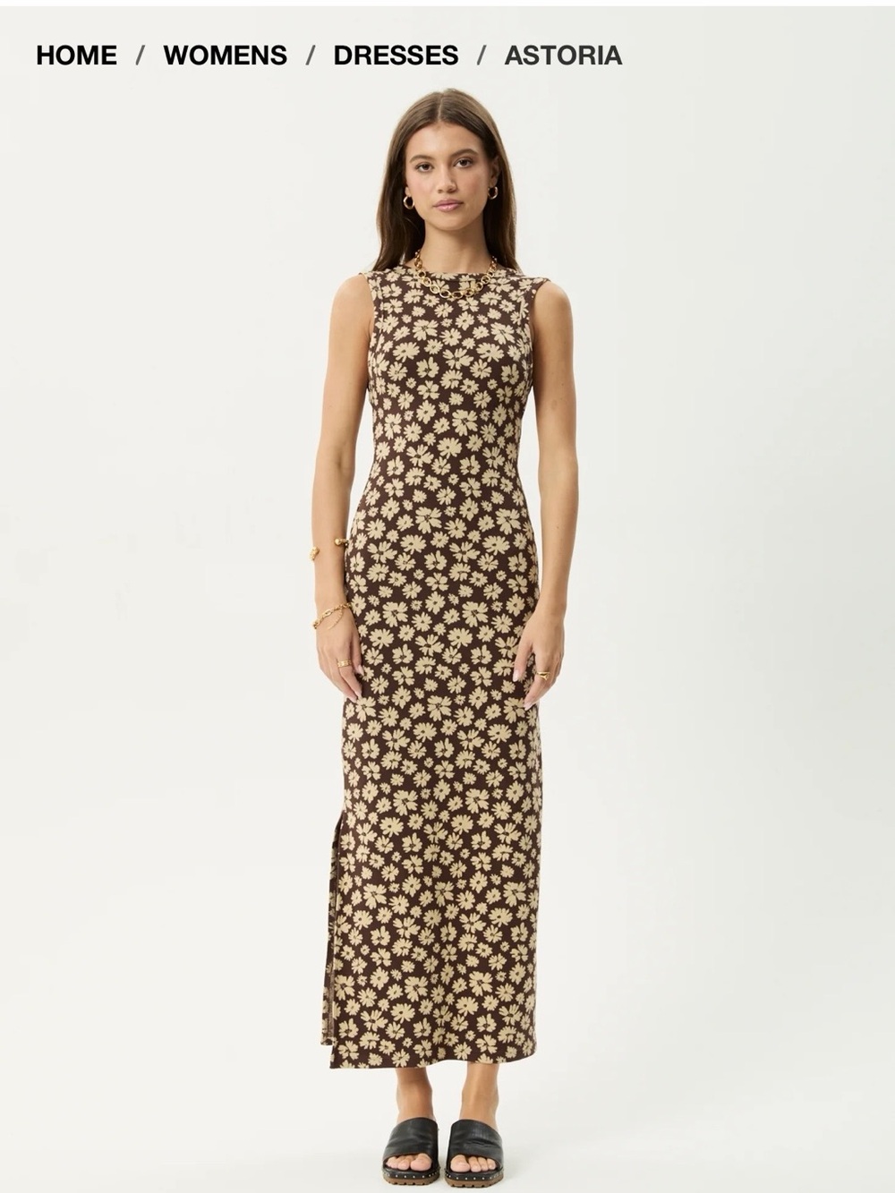 AFENDS Astoria Floral Maxi Dress - Brown/Cream size xl